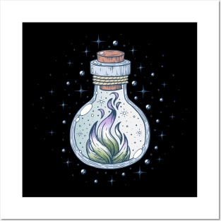 Genderqueer Fire Occult Bottle LGBT Pride Flag Posters and Art